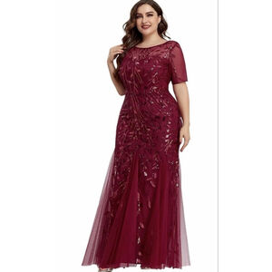 NEW Elegant Mother of Bride Sequin Mermaid Embroidery Evening Dress 2X